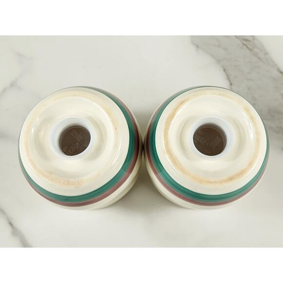 Pfaltzgraff Salt & Pepper Shakers Juniper 3" Stoneware 90's Green Mauve Vintage - Picture 11 of 13